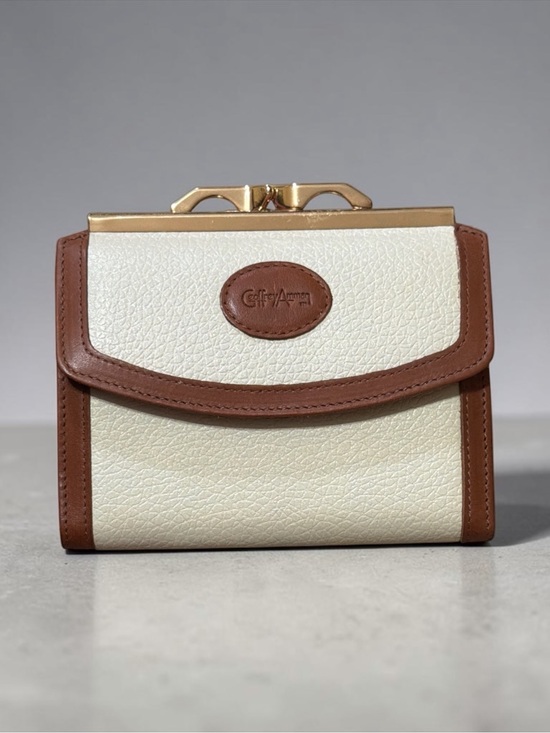 Geoffery Amman Handbags - VINTAGE Cream & Brown Leather-Trim Wallet with Gold Frame